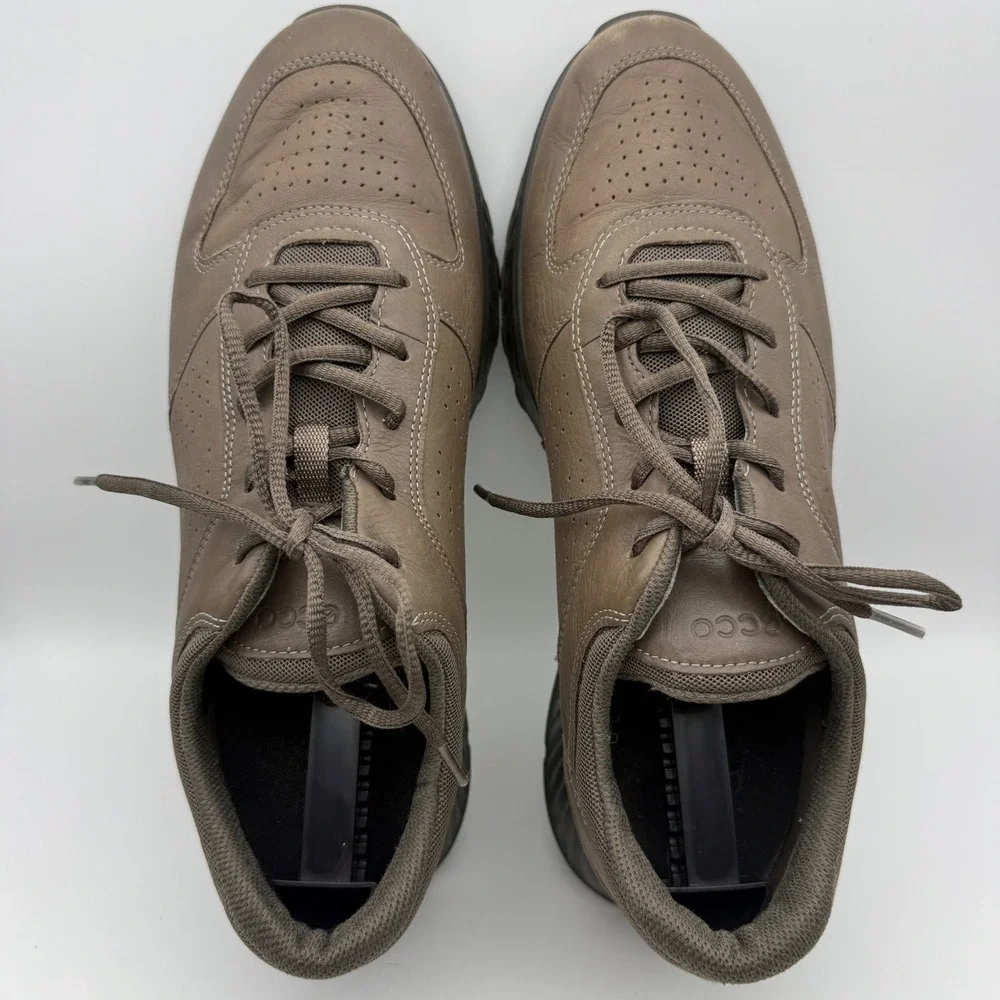 ECCO Exostride Mens Size 10 EU 44 Brown Leather Perforated Sneakers